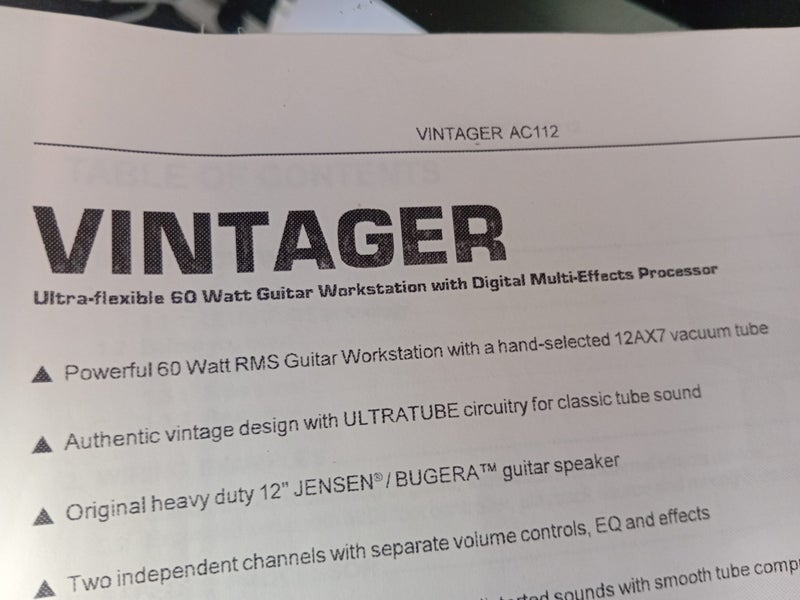 Behringer Vintage 60 watt Guitar Amplifier & Manual Carousel 8