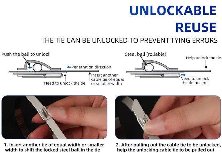 1 piece of Stainless Steel Cable Ties 7.9*350mm (SS304) Carousel 2