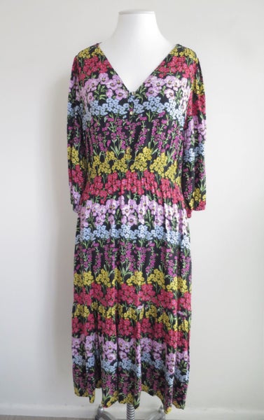 FATE & BECKER *Gorgeous Florals Tiered Viscose Midi Dress W Pockets* 14/16 Asnew Carousel 1