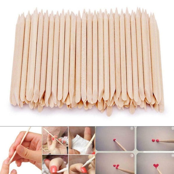 100Pcs Wood Stick Nail Art Cuticle Pusher Remover Pedicure Manicure Tool Carousel 1