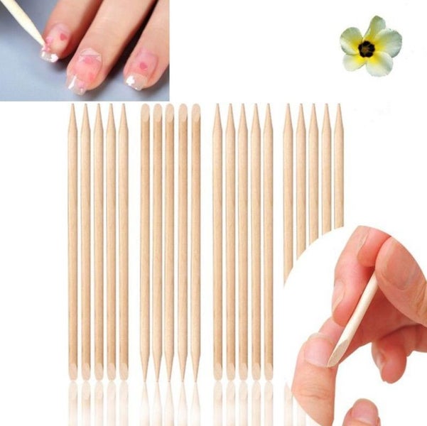 100Pcs Wood Stick Nail Art Cuticle Pusher Remover Pedicure Manicure Tool Carousel 3