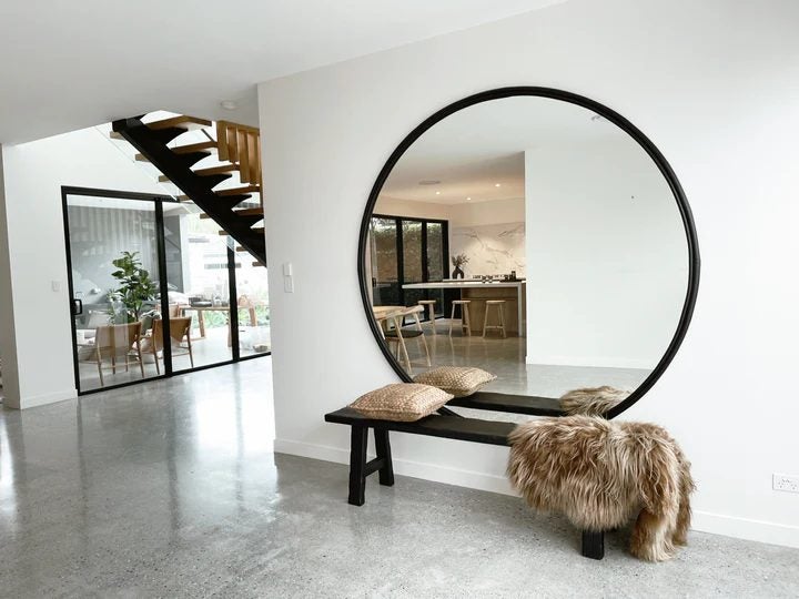 Giant 200cm Circular Black Rattan Mirror ("Zoe")63955813488643111