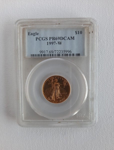 1997 US $10 Eagle 1/4oz Gold Coin. PR 69 proof. Carousel 2