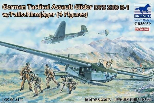 Bronco 1:35 scale Tacticsl Assault Glider DFS 230 B-1 w/Fallschirmjager (4 Fi...64191889141121110
