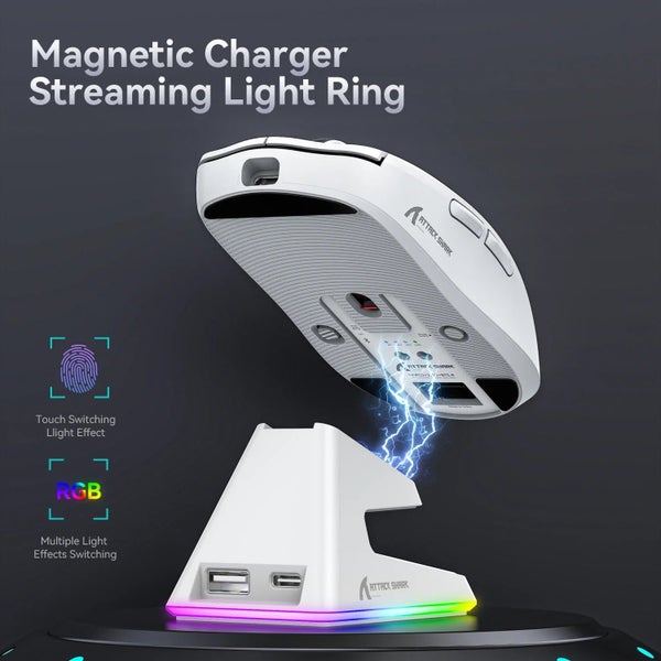 NNEOBA Tri-Mode RGB Gaming Mouse with Magnetic Charging Base Carousel 2