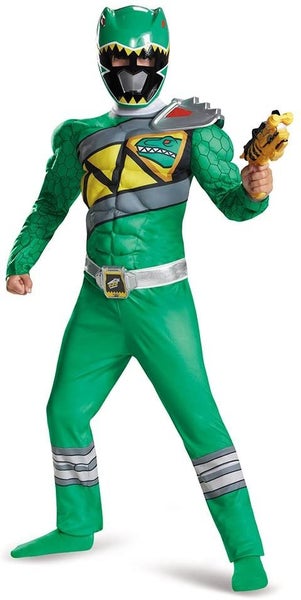 Green Ranger Power Rangers Dino Charge Muscle Superhero Boys Costume Size 7-8 Carousel 1