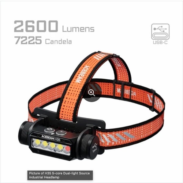 ACEBEAM H35 5-core Dual-light Source industrial Headlamp Carousel 1
