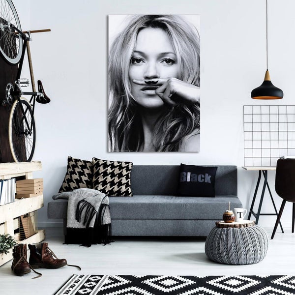 Framed $1 RESERVE 1 Panel Canvas Art Print - Kate Moss Carousel 3