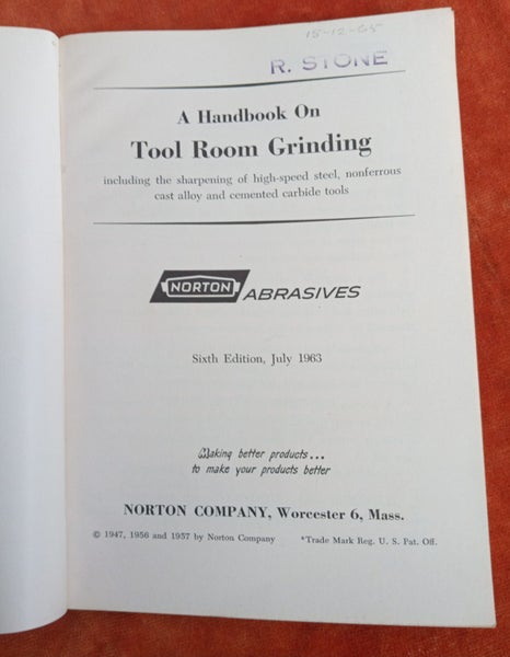 3 x Engineering Books . Small lathe & Toolroom Grinding. Instruction books. Carousel 2