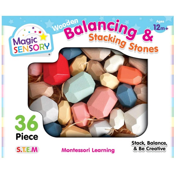 Magic Sensory Wooden Balancing & Stacking Stones, 36pc Carousel 1