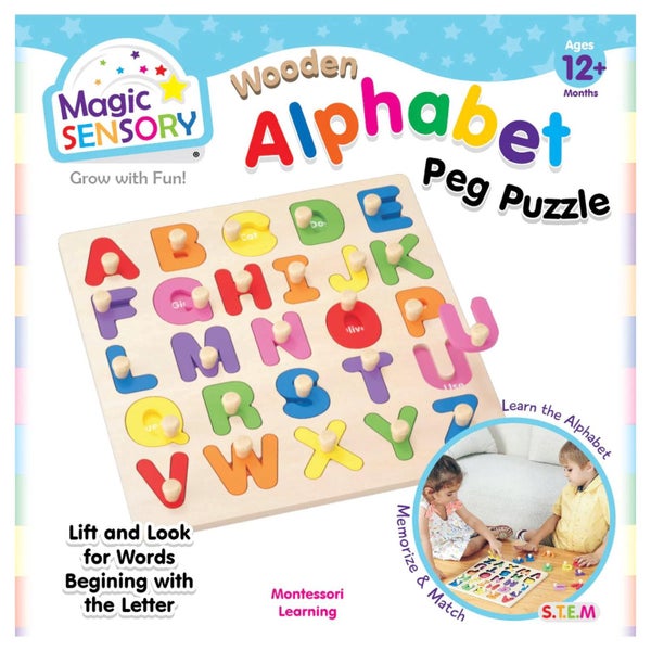 Magic Sensory Wooden Alphabet Peg Puzzle Carousel 1