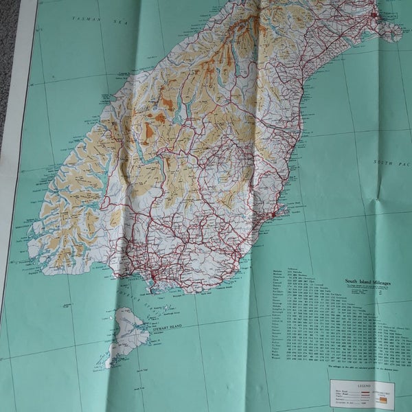 Vintage road map of South Island of New Zealand Carousel 2