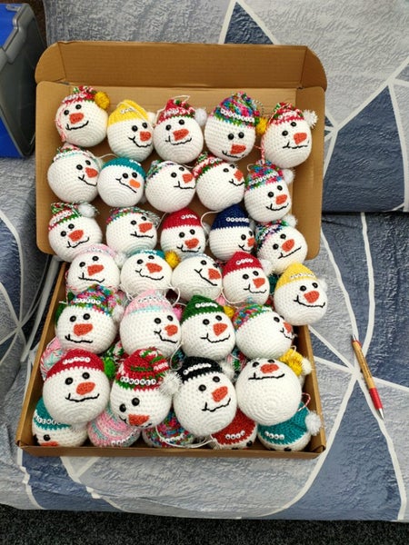 Hand made crocheted snowman Carousel 1