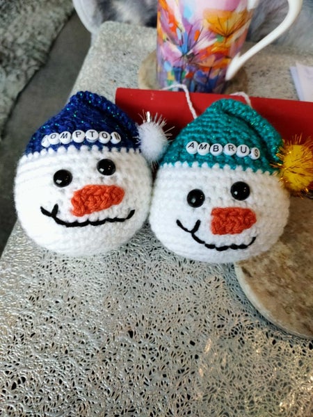 Hand made crocheted snowman Carousel 2