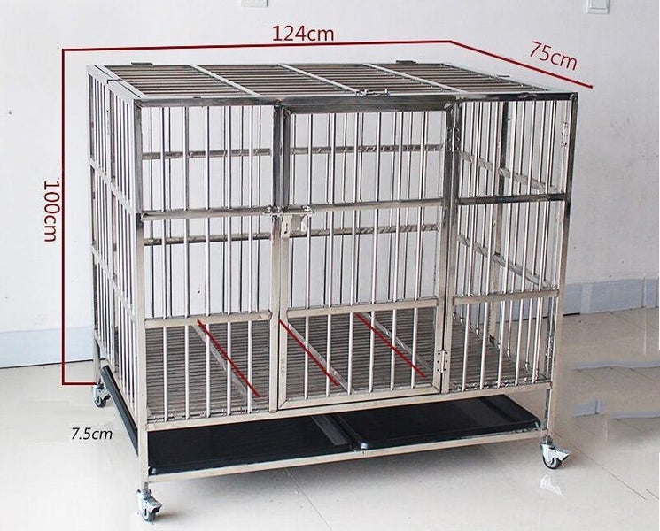 Collapsible Stainless Steel Pet Cage 124CM XX - Large with Wheels Carousel 4