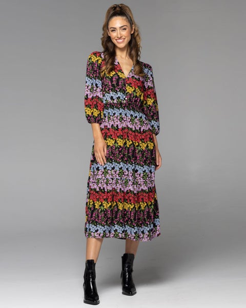 FATE & BECKER *Gorgeous Florals Tiered Viscose Midi Dress W Pockets* 14/16 Asnew Carousel 2