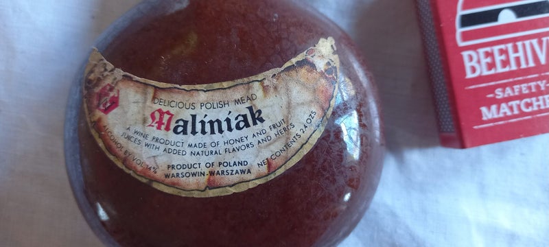 Vintage Miniature Stoneware Liquor Bottle. 1970's. 'Maliniak' Carousel 5