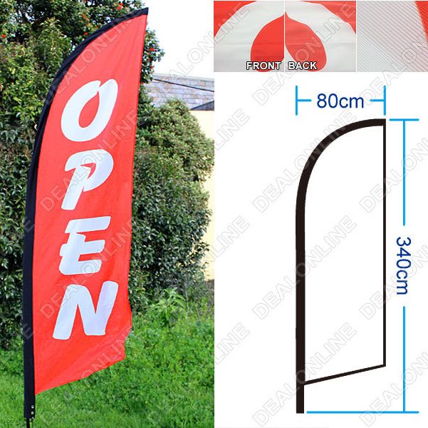 'OPEN' Flag Double Sided Feather Flag 4m Carousel 1