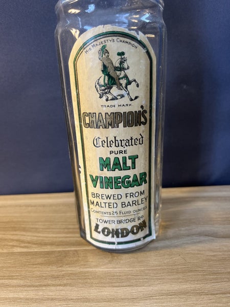 CHAMPIONS CELEBRATED PURE MALT VINEGAR - KNIGHT ON HORSE - RARE OLD BOTTLE c1900 Carousel 3
