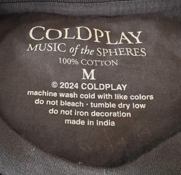 $1 Reserve Coldplay Shirt - MUSIC OF THE SPHERES WORLD TOUR 2024 TEE - BLACK63964580454401113