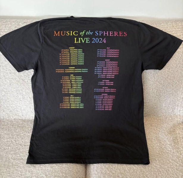 $1 Reserve Coldplay Shirt - MUSIC OF THE SPHERES WORLD TOUR 2024 TEE - BLACK63964580454401114
