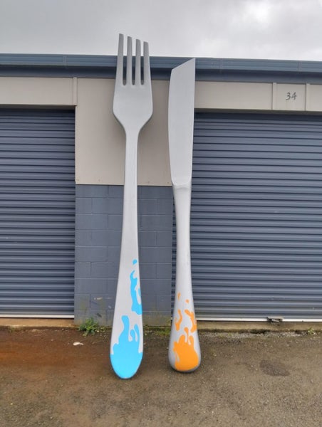 Huge Knife and Fork (Fibre Glass) over steel pipes Carousel 1