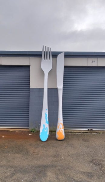 Huge Knife and Fork (Fibre Glass) over steel pipes Carousel 4
