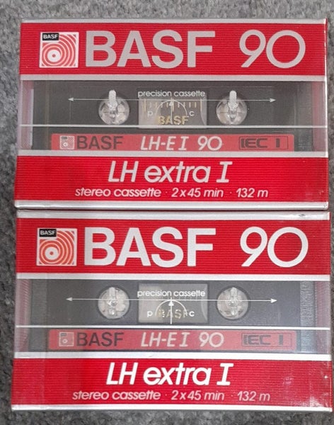 2 x BASF LH extra I 90 min Blank Audio Cassette Tape (LH-EI Sealed France) Carousel 1