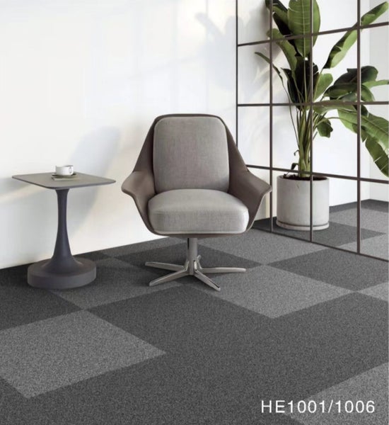 Polyvinyl Chloride Pvc Backing Pp Carpet Tile 50x50cm Black/Dark Grey Carousel 1