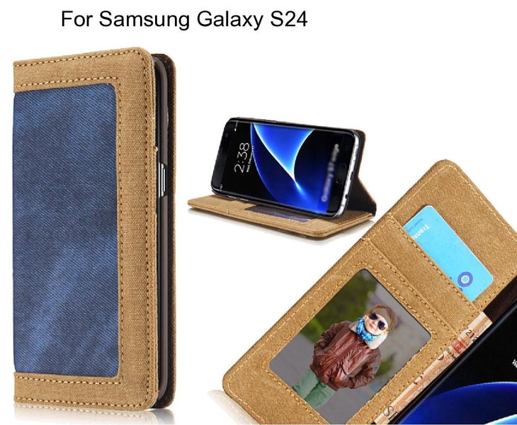Samsung Galaxy S24 case contrast denim folio wallet case Carousel 1