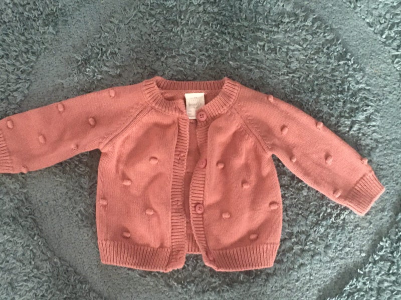 girls smokey pink COTTON CARDI--LITTLE BUNDLE-0-3 MTHS GREAT CONDITION Carousel 1