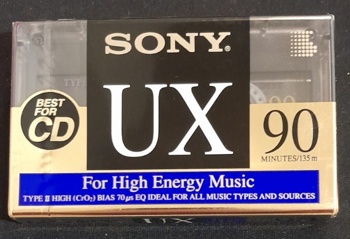 Sony UX 90 min Type II Blank Audio Cassette Tape (new/sealed - crack on back) Carousel 1