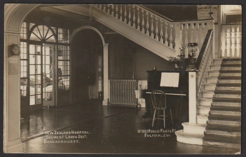 Postcard - NZ WW1 Hospital, Belmer's Lawn Section, Brockenhurst, UK. R/P Carousel 1