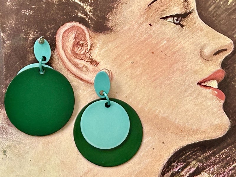 Bold 90s statement earrings huge colourful disc dangles Carousel 1