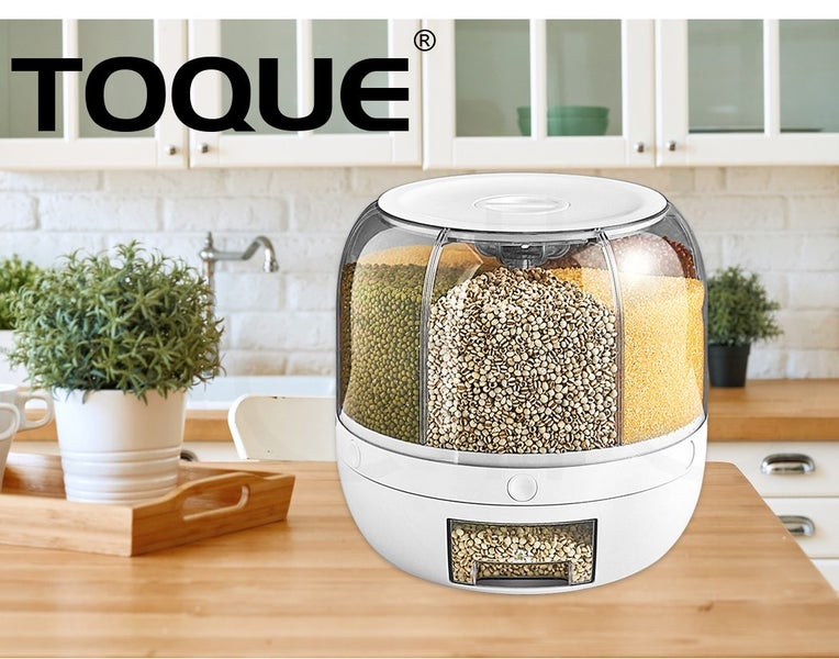 Toque Rice Storage Cereal Dispenser Grain Container Rotating Dry Food Box 10kg Carousel 9