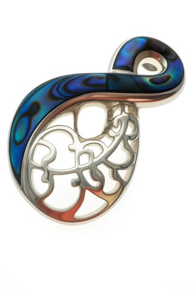 Paua Figure 8 Filigree Sterling Silver Pendant - Abalone Jewelry Carousel 1