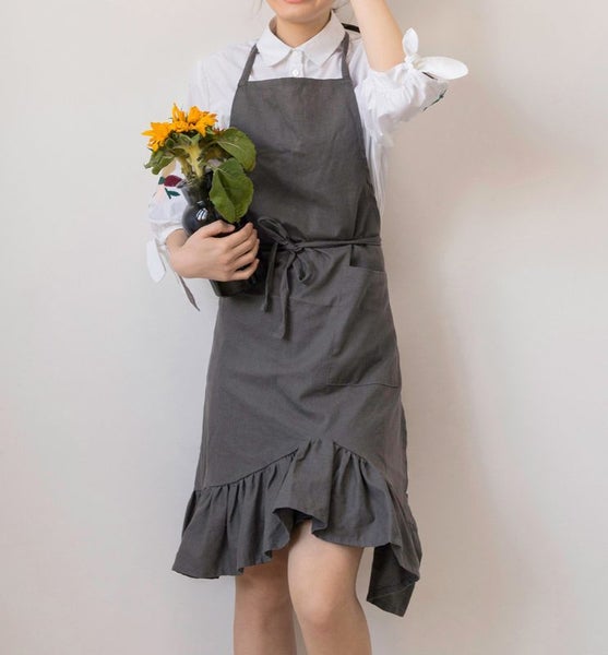 Cotton Linen Apron Skirt Pinafore Dress Carousel 1