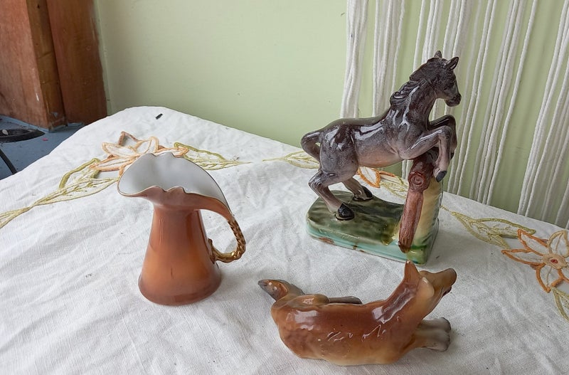 3 x Vintage China Cabinet Items. Dog, Horse, Jug Carousel 2