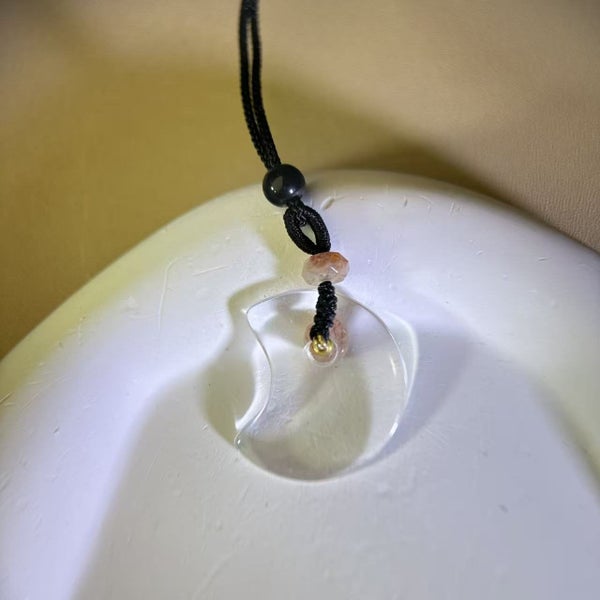 Clear Quartz Moon Pendant Necklace Carousel 3