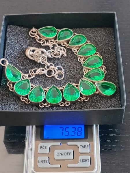 Estate Sale - Sterling Silver Green Tourmaline Necklace Carousel 1