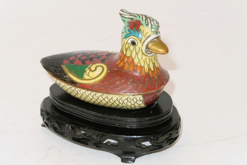 ***VINTAGE ENAMEL BRASS CLOISONNE DUCK*** Carousel 1