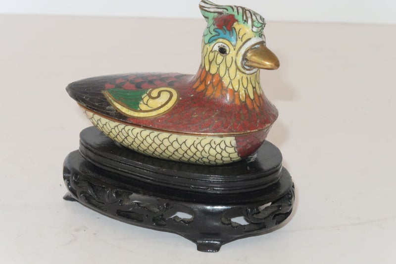 ***VINTAGE ENAMEL BRASS CLOISONNE DUCK*** Carousel 2