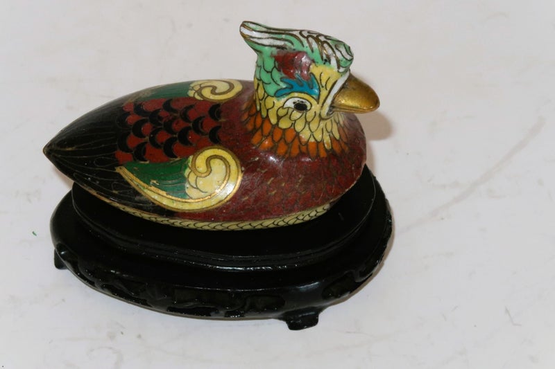 ***VINTAGE ENAMEL BRASS CLOISONNE DUCK*** Carousel 3