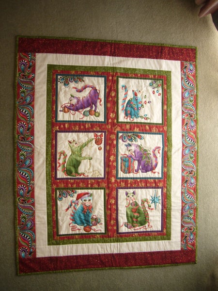 Lap Quilt - Xmas Cats Carousel 1