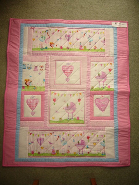 Cot Quilt - Pink Carousel 1