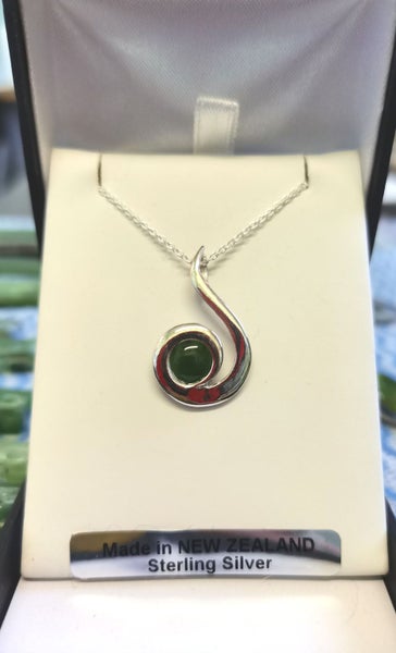Pounamu Setting in Sterling Silver Koru Necklace Carousel 1