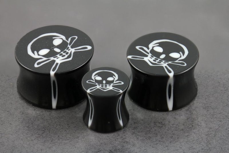 Acrylic Black Skull Inlay Flared Plug **Sale** Carousel 1