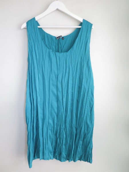 CASHEWS (NZ) *Designer Gorgeous Teal Emerald Green Crinkle Tunic Top* 24 Carousel 2