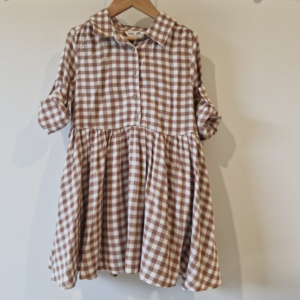 Mac + Ellie Brown Gingham Dress 5y Carousel 2