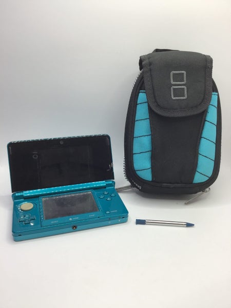 * Aqua Blue Nintendo 3DS Console w/ Case & Stylus! * Carousel 1